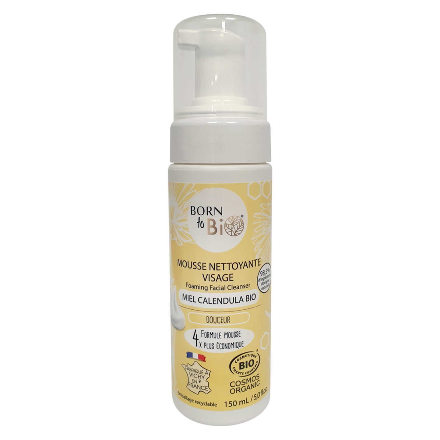 Mousse Nettoyante Visage Miel Calendula - Certifiée bio
