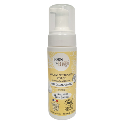 Mousse Nettoyante Visage Miel Calendula - Certifiée bio